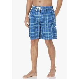 Kanu Surf Men's 3X Miles Royal Blue Plaid Pismo Swim Trunks D30-4